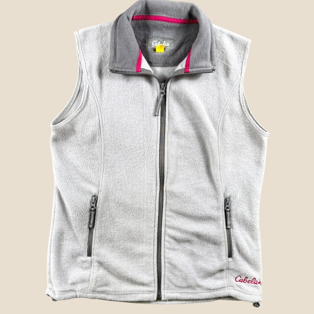 Cabela's Fleece Vest Women S Gray Full Zip L19VT140 Outdoor Hiking Gorpcore